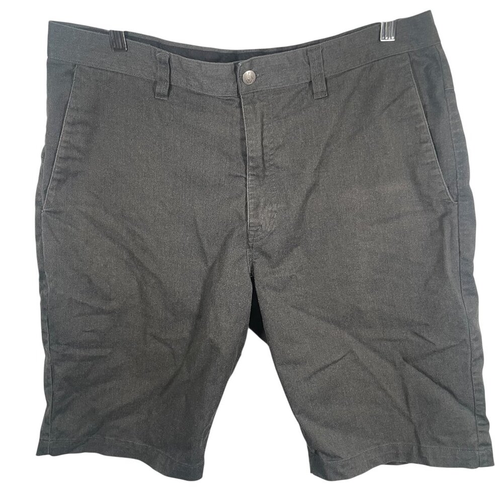 Volcom Vmonty Chino Shorts Mens Size 36 Gray Pockets Casual Beach Vacation